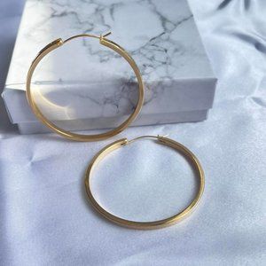 Wide hoop earring Flat hoop | 18k gold filled Vintage earring Waterproof jewelry